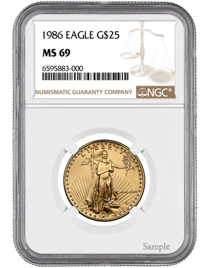 1986 1/2 oz American Gold Eagle MS69