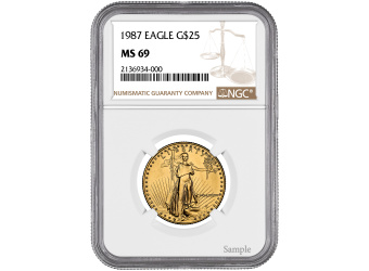 1987 1/2 oz American Gold Eagle MS69