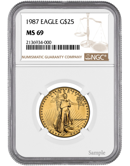 1987 1/2 oz American Gold Eagle MS69