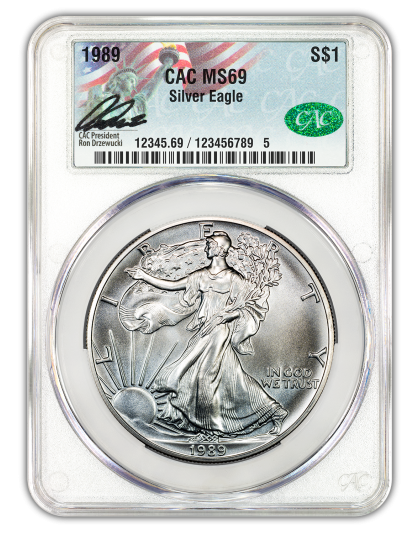 1989 1 oz American Silver Eagle CACG MS69