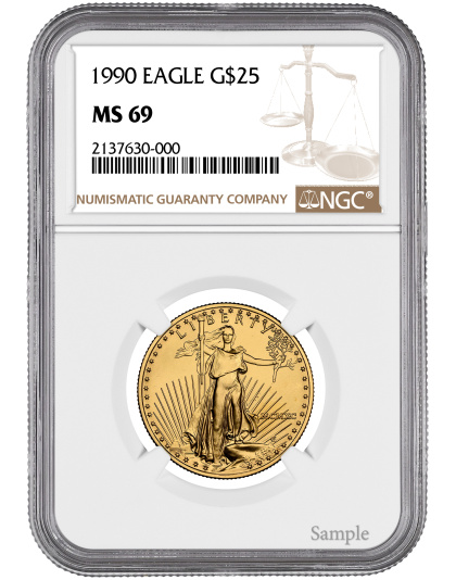 1990 1/2 oz American Gold Eagle MS69