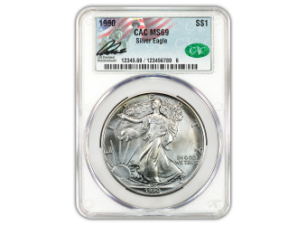 1990 1 oz American Silver Eagle CACG MS69