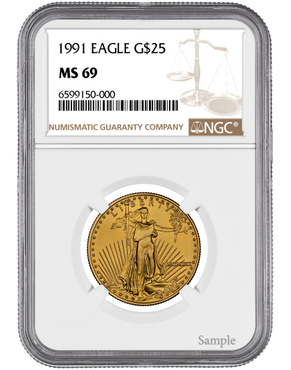 1991 1/2 oz American Gold Eagle MS69