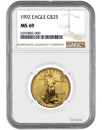 1992 1/2 oz American Gold Eagle MS69