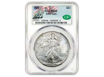 1993 1 oz American Silver Eagle CACG MS69