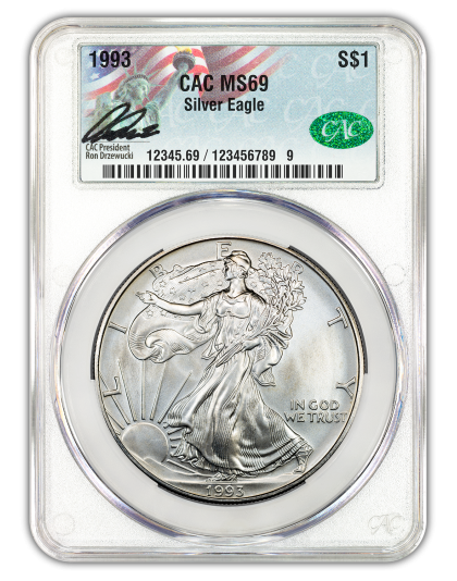1993 1 oz American Silver Eagle CACG MS69