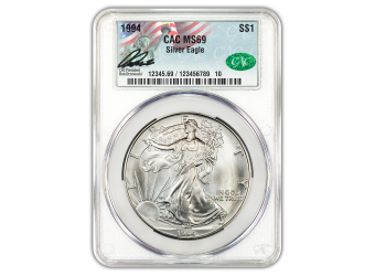 1994 1 oz American Silver Eagle CACG MS69