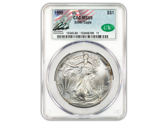 1995 1 oz American Silver Eagle CACG MS69