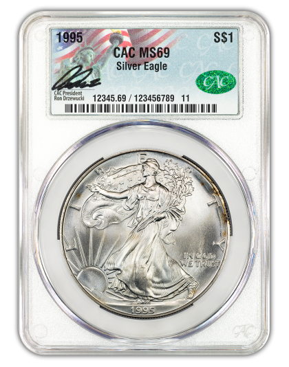 1995 1 oz American Silver Eagle CACG MS69