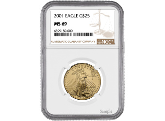2001 1/2 oz American Gold Eagle MS69