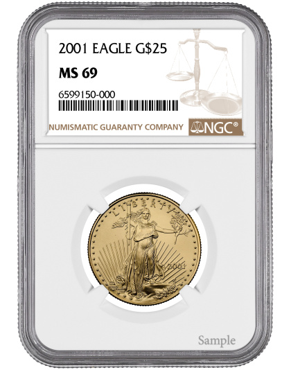 2001 1/2 oz American Gold Eagle MS69