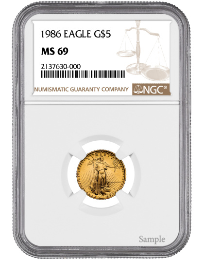 1986 1/10 oz American Gold Eagle MS69