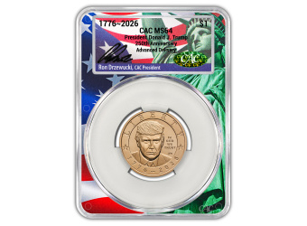 2026 $1 Trump Golden Dollar Advanced Delivery CACG MS63 or Higher (Our Choice)