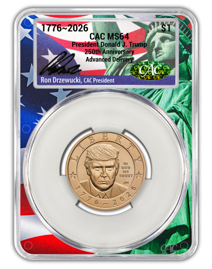 2026 $1 Trump Golden Dollar Advanced Delivery CACG MS63 or Higher (Our Choice)